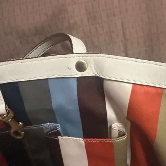 Coach Signature Canvas Tote Bag - Brown and White - Picture 11 of 12